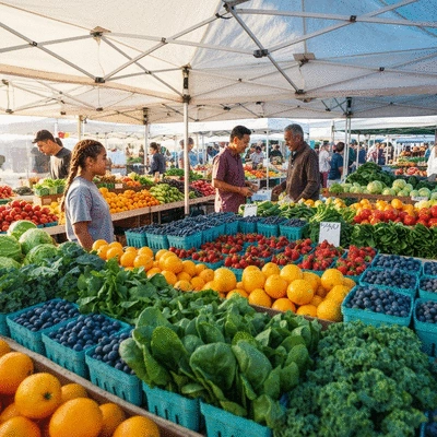 Fresh seasonal produce at a local market