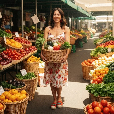 Woman holding fresh local produce