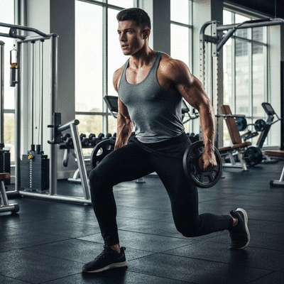 Person training with weights in a modern gym, focused and determined, no text, no words, no typography, clean image