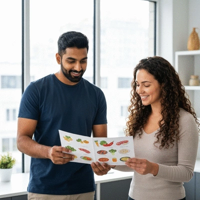 Dietitian explaining a personalized meal plan to a client