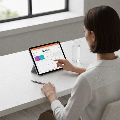 Person scheduling a nutrition appointment on a tablet