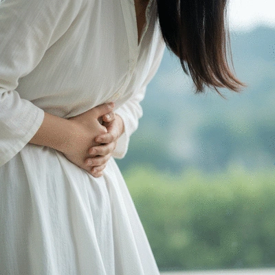 Person holding their stomach due to digestive discomfort