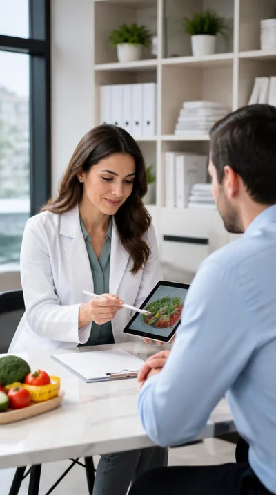 Médecin nutritionniste consultant un patient