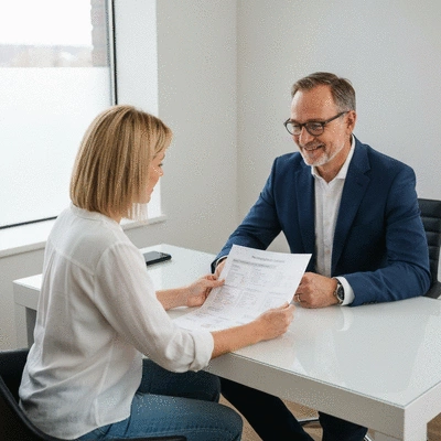 Woman consulting with a nutritionist, discussing healthy eating habits