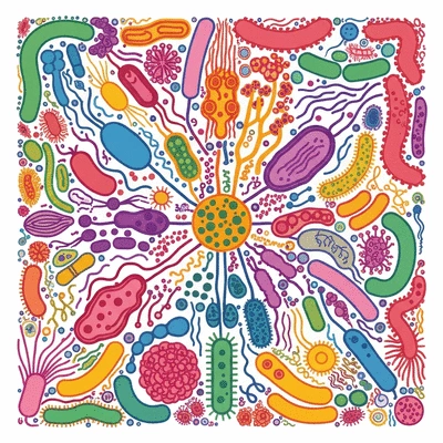 Healthy gut bacteria illustration